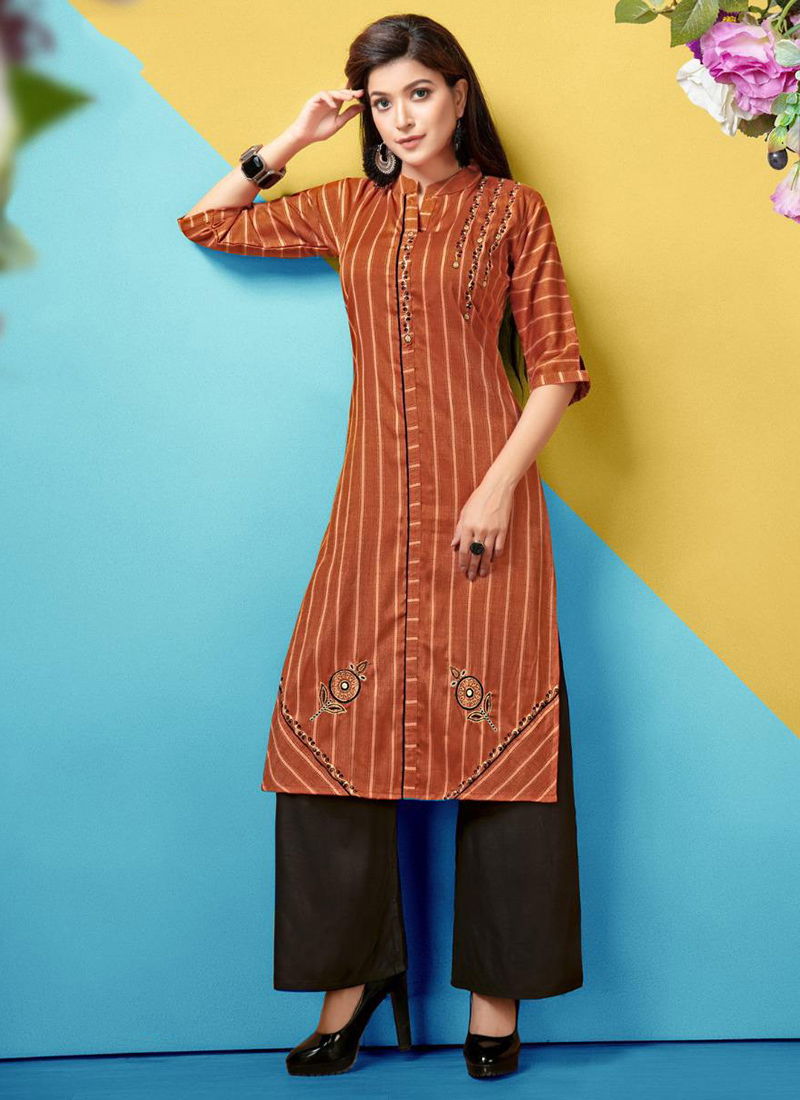 Hayat Latest Designer Rayon Top Hand Work Plazo Kurti Collection 001-008